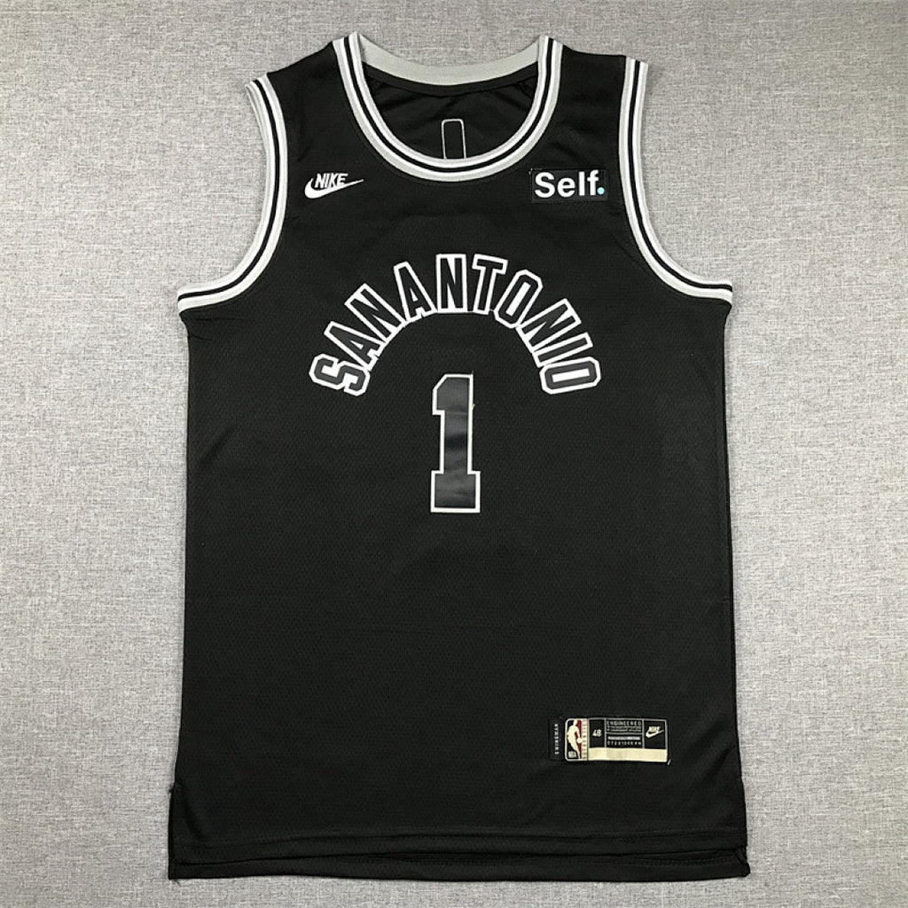 Victor Wembanyama #1 San Antonio Spurs Black City Edition Swingman Embroidered Jersey