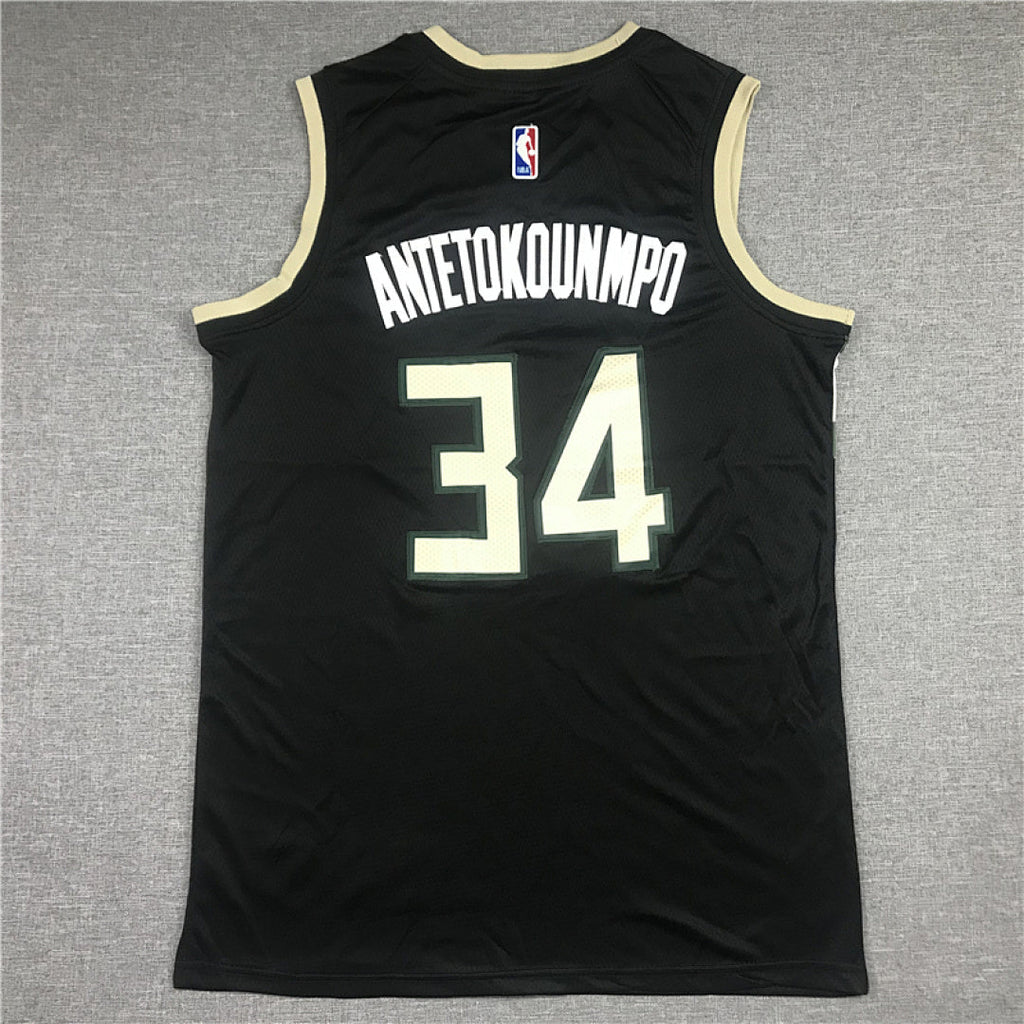 Giannis Antetokounmpo# 34 Milwaukee Bucks Black City Edition Swingman Embroidered Jersey