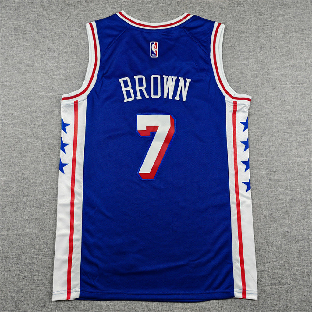 Philadelphia 76ers Jaylen Brown #7 Blue Jersey – Embroidered