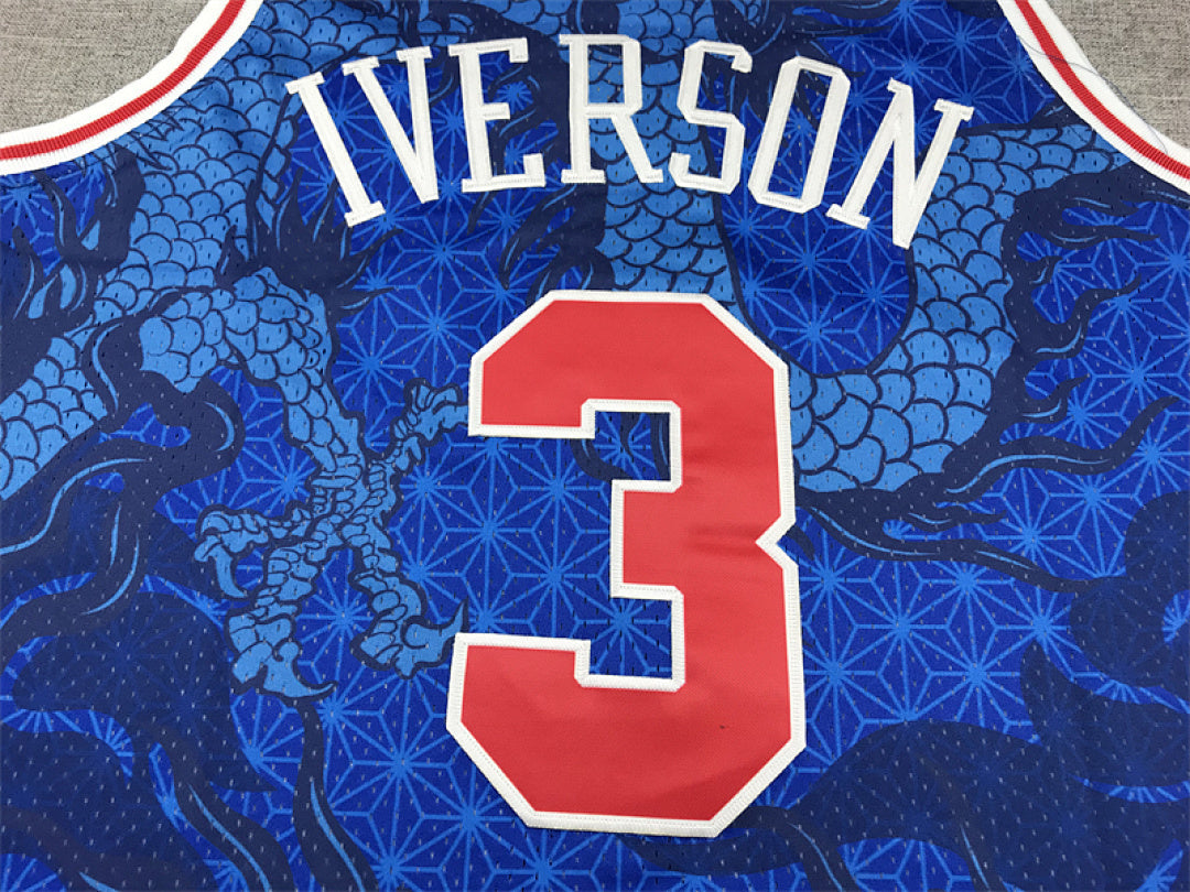 Allen Iverson #3 Philadelphia 76ers 1996-97(Year of the Dragon Limited Edition) Throwback  Embroidered Jersey