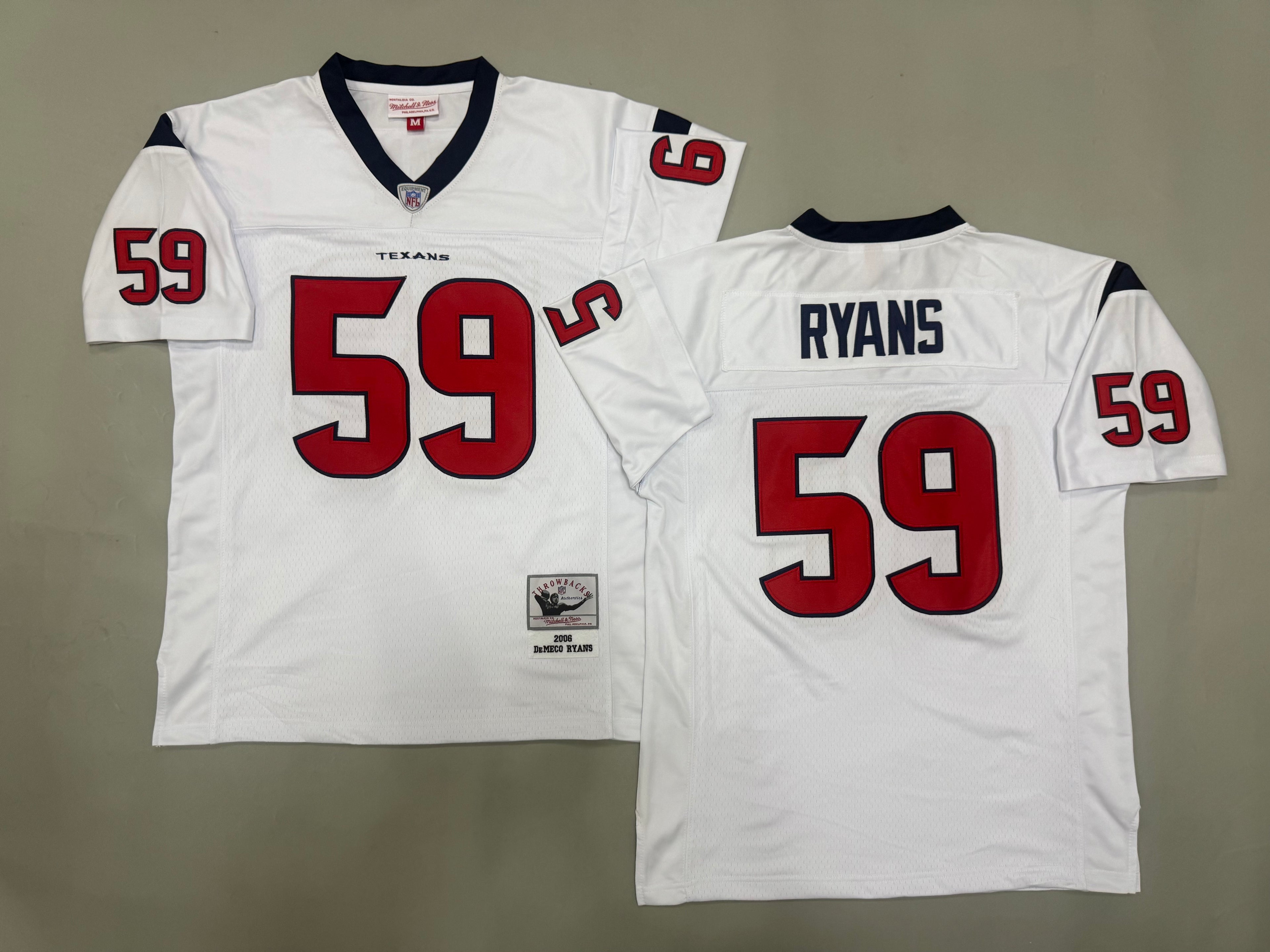 Mens DeMeco Ryans #59 white Houston Texans Vintage Throwback Jersey