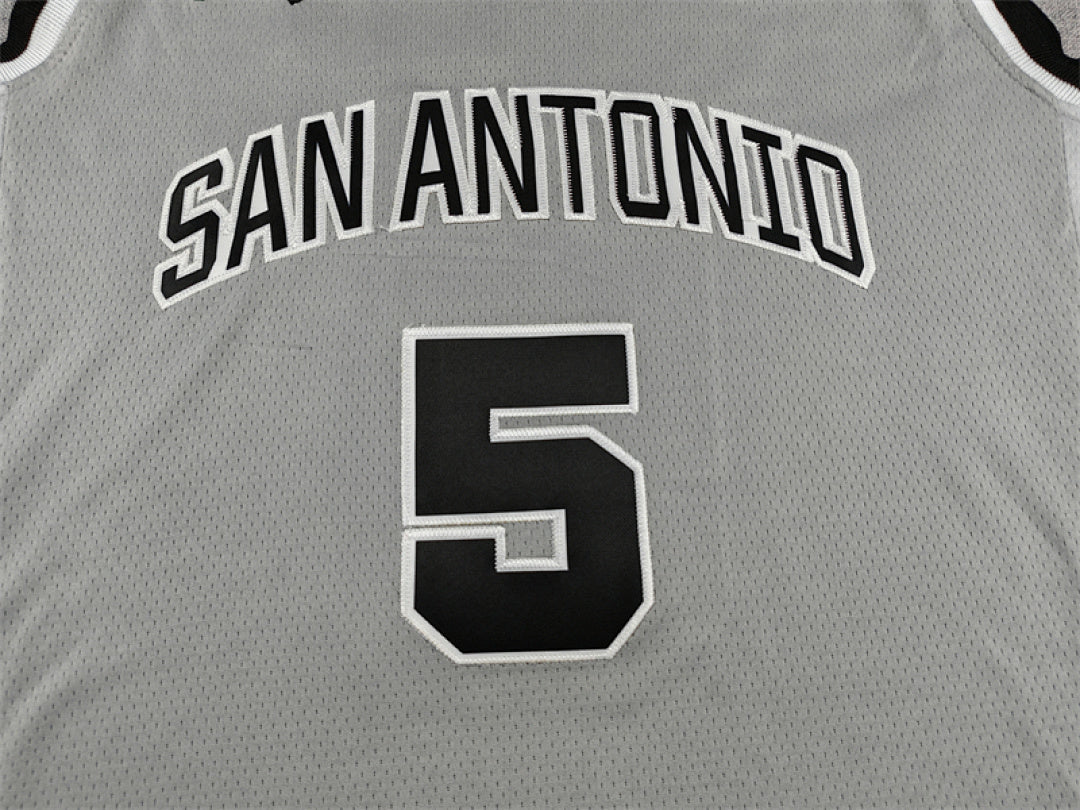 Stephon Castle #5 San Antonio Spurs Grey City Edition Swingman Embroidered Jersey