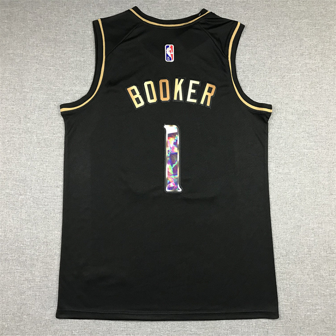 Devin Booker#1 Phoenix Suns Black & Gold City Edition Swingman Embroidered Jersey