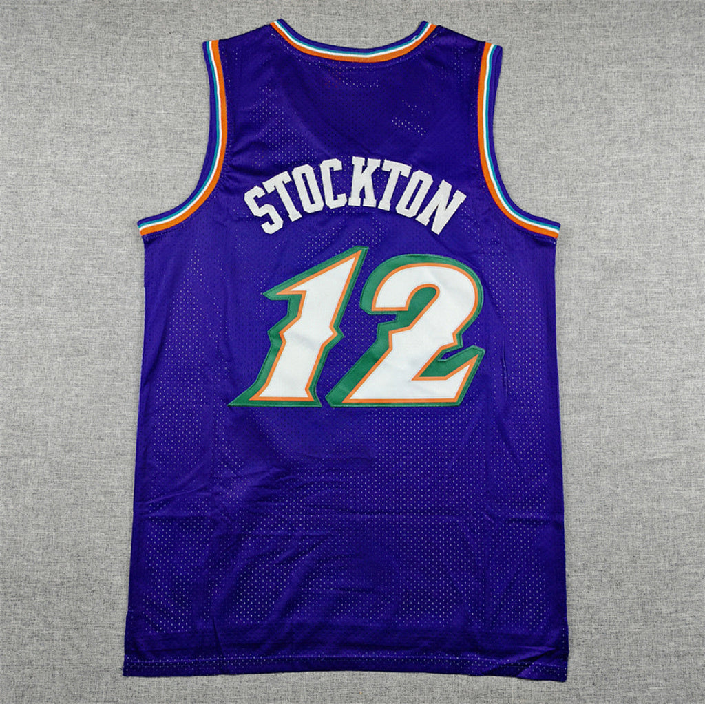 Utah Jazz John Stockton #12 Throwback 1996-97 Embroidered Jersey