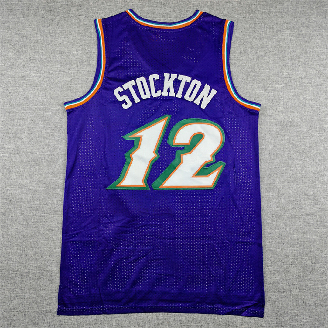 Utah Jazz John Stockton #12 Throwback 1996-97 Embroidered Jersey