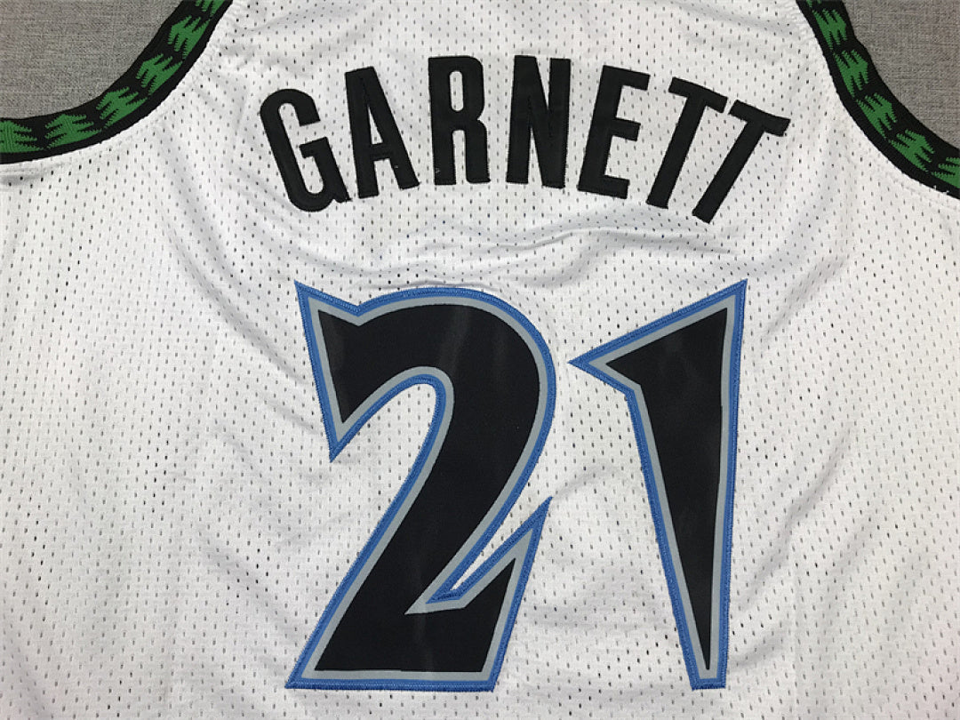 Kevin Garnett #21 Minnesota Timberwolves White 1997-98 Throwback Embroidered Jersey