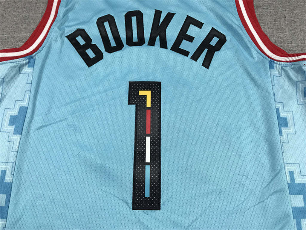 Devin Booker #1 Phoenix Suns Blue City Edition Swingman Embroidered Jersey