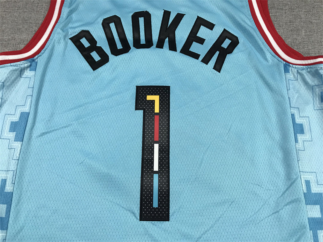 Devin Booker #1 Phoenix Suns Blue City Edition Swingman Embroidered Jersey