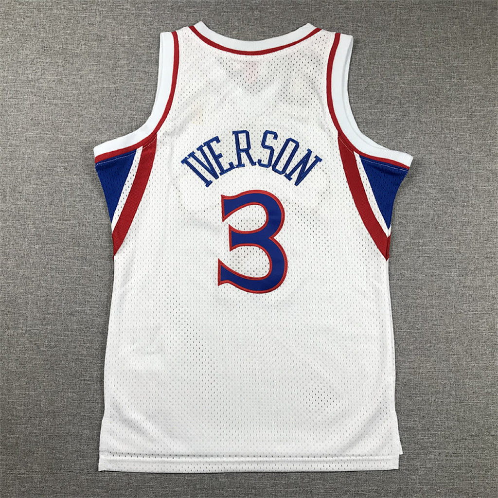 Youth Allen Iverson Philadelphia 76ers #3 Retro 1996-97 Throwback Embroidered Jersey