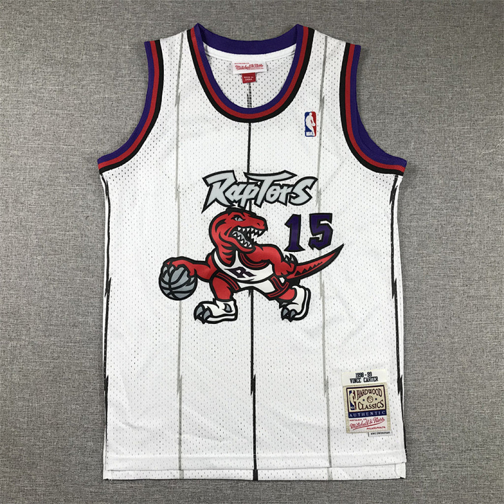 Youth Vince Carter Toronto Raptors #15 White 1998-99 Throwback Embroidered Jersey