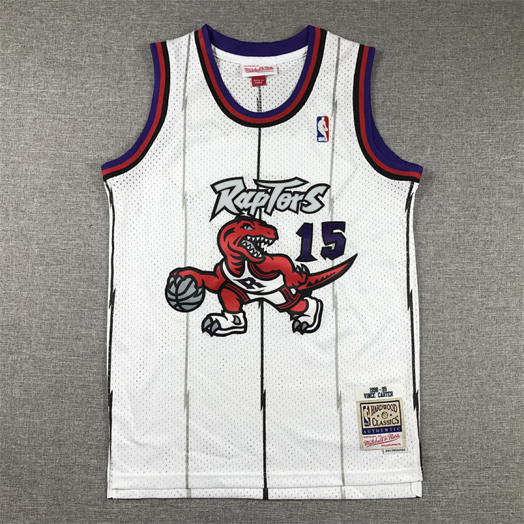 Youth Vince Carter Toronto Raptors #15 White 1998-99 Throwback Embroidered Jersey