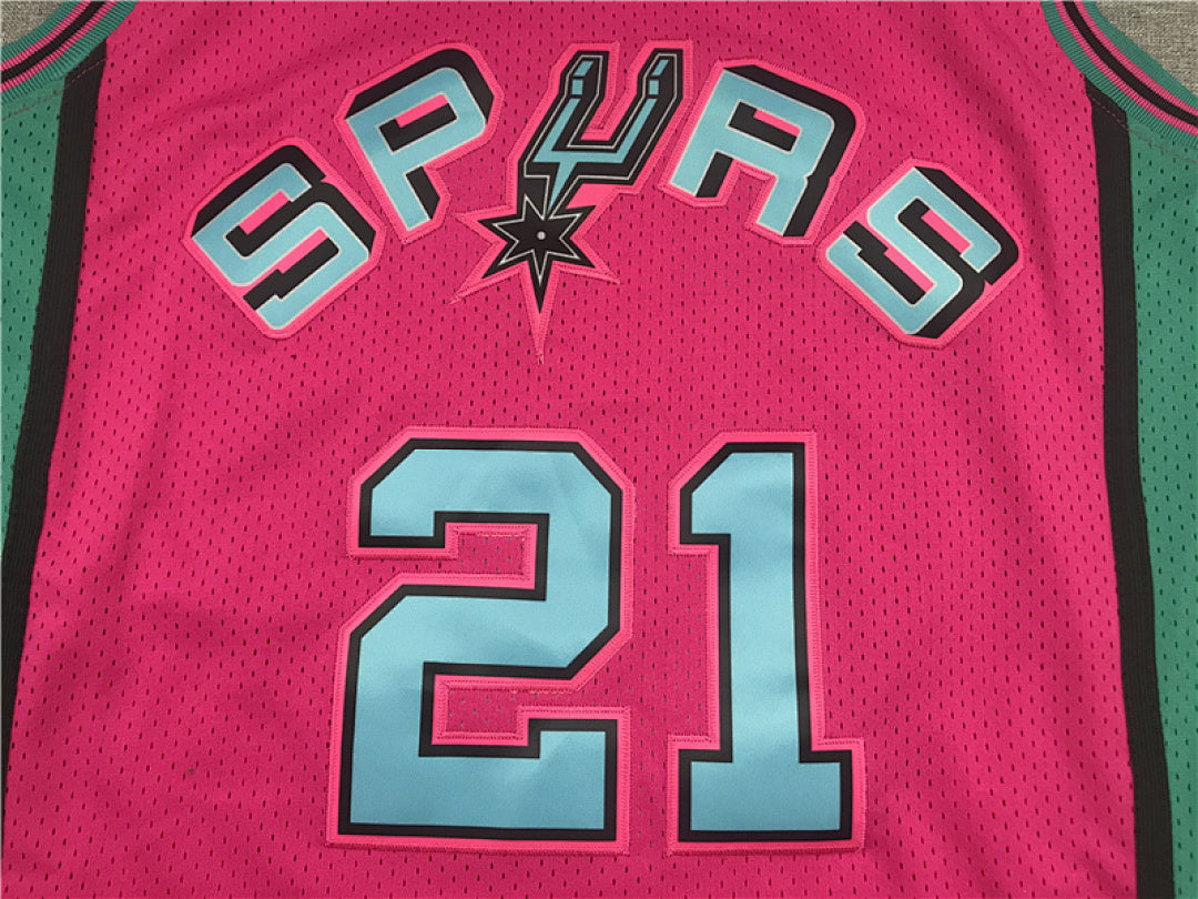 Tim Duncan #21 San Antonio Spurs 1998-99 Pink Throwback Embroidered Jersey  [Pre-Order]