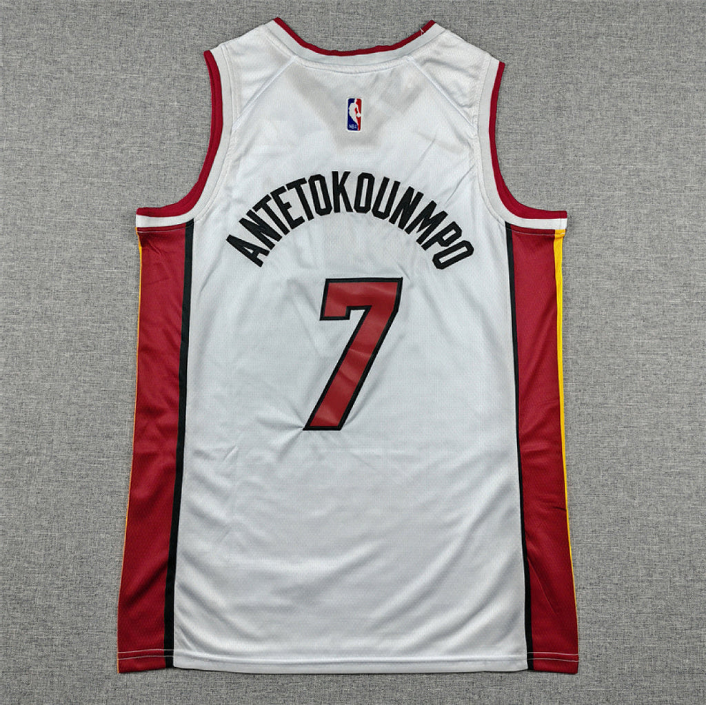 Miami Heat Giannis Antetokounmpo #7 White Jersey – Embroidered