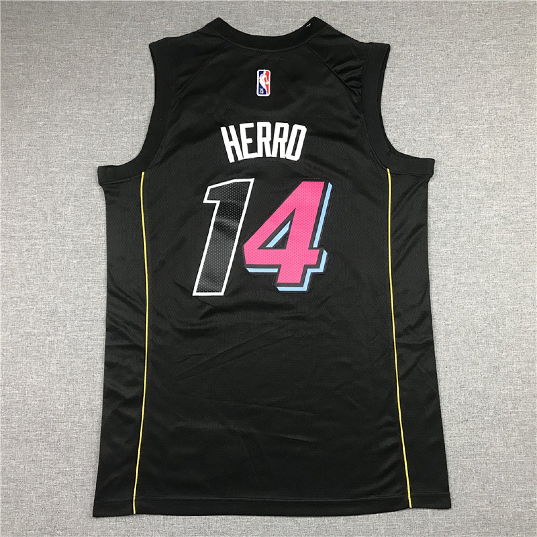 Tyler Herro# 14 Miami Heat 2022 Black City Edition Swingman Embroidered Jersey