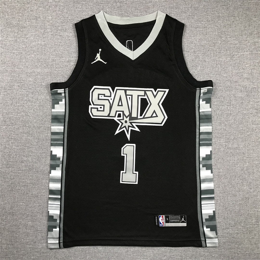 Youth Victor Wembanyama San Antonio Spurs #1 Black Statement Edition  Embroidered Jersey