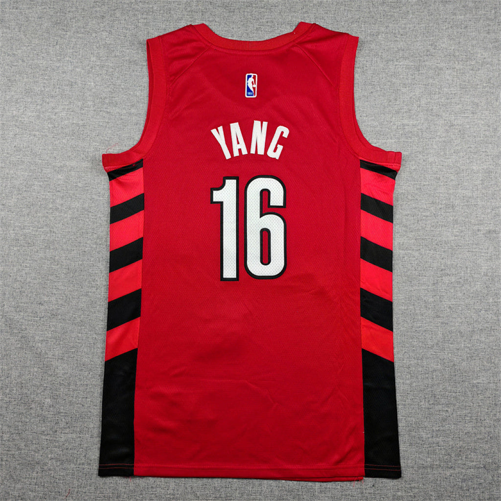 Yang Hansen#16 Portland Trail Blazers Red City Edition Swingman Embroidered Jersey