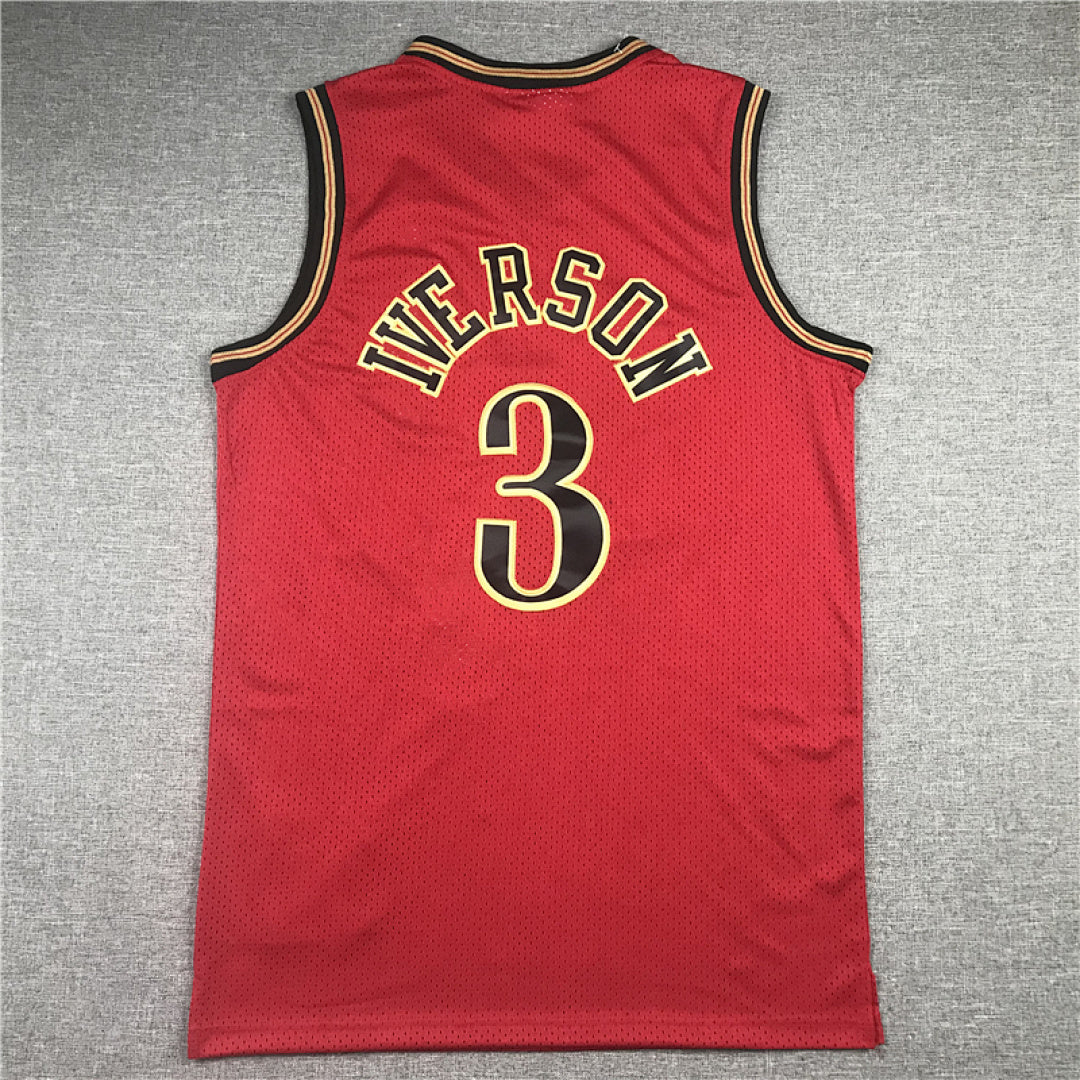 Allen Ezail Iverson #3 Philadelphia 76ers 1999-00 Red Throwback Embroidered Jersey