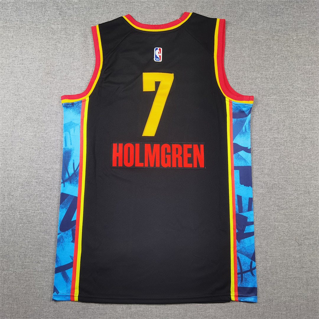 Chet Holmgren#7 Oklahoma City Thunder 2025 Black City Edition Swingman Embroidered Jersey