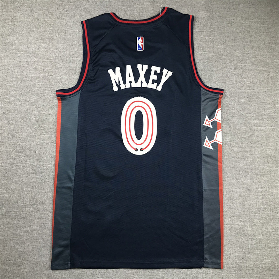 Tyrese Kendrid Maxey #0 Philadelphia 76ers 2024 Navy Blue City Edition Swingman Embroidered Jersey
