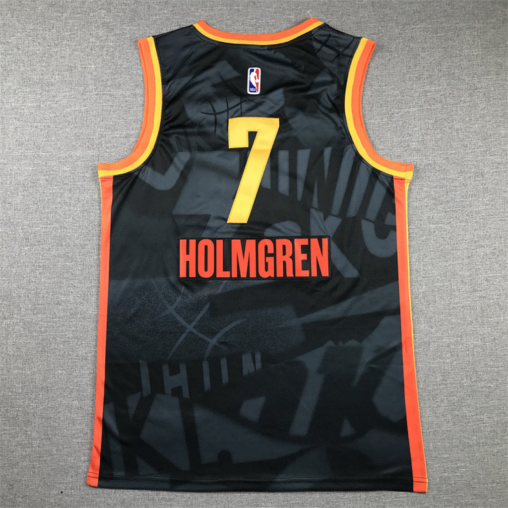 Chet Holmgren#7 Oklahoma City Thunder 2024 Black City Edition Swingman Embroidered Jersey