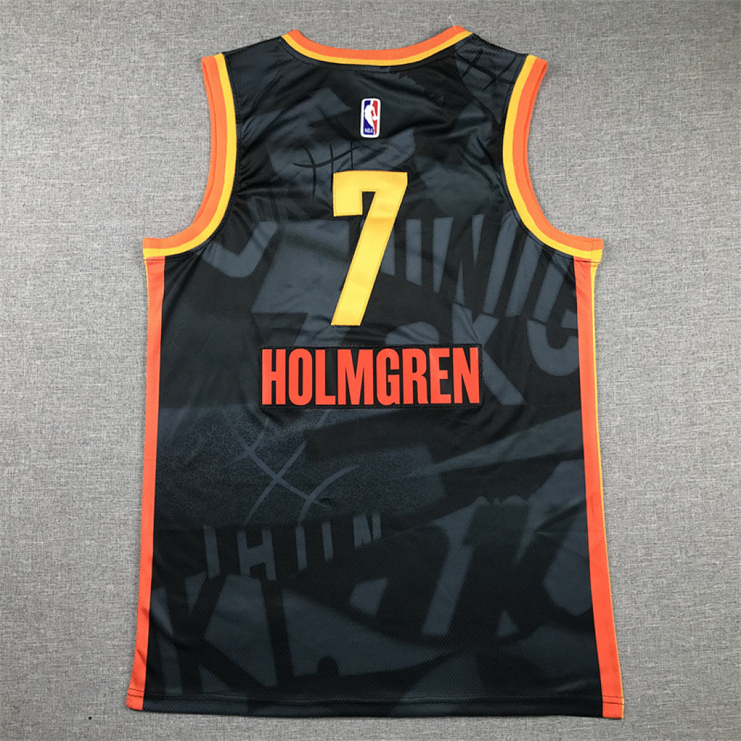 Chet Holmgren#7 Oklahoma City Thunder 2024 Black City Edition Swingman Embroidered Jersey