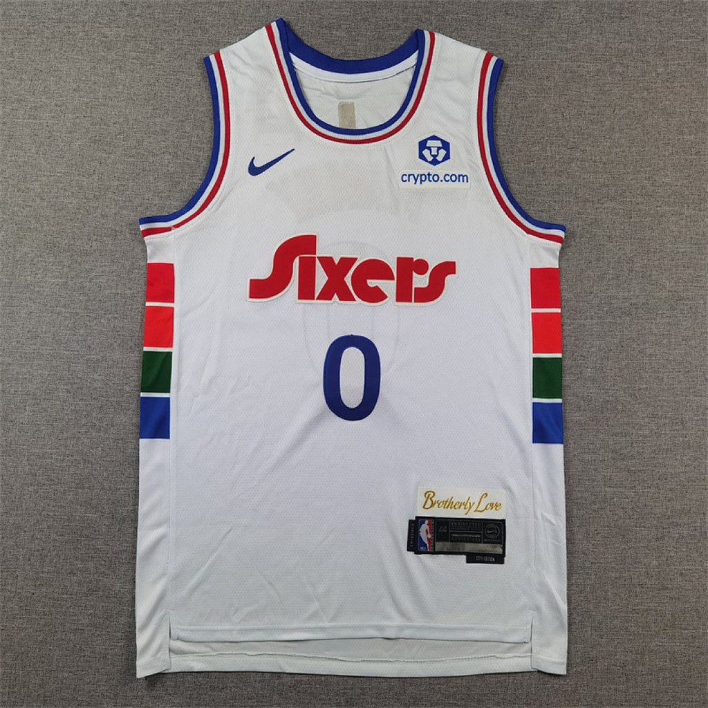 Tyrese Kendrid Maxey#0 Philadelphia 76ers White City Edition Swingman Embroidered Jersey