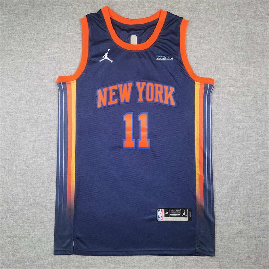 Jalen Brunson#11 New York Knicks Navy Blue City Edition Swingman Embroidered Jersey