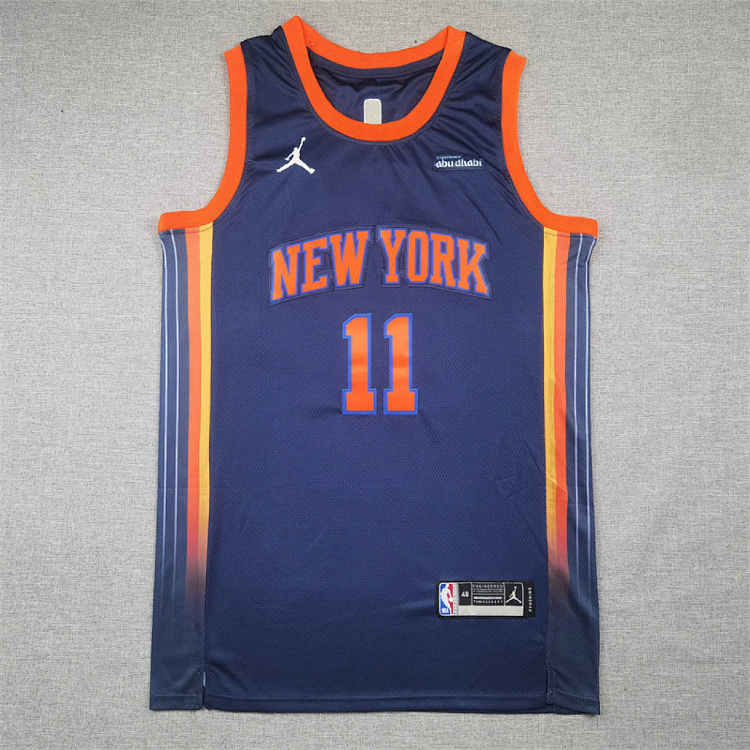 Jalen Brunson#11 New York Knicks Navy Blue City Edition Swingman Embroidered Jersey