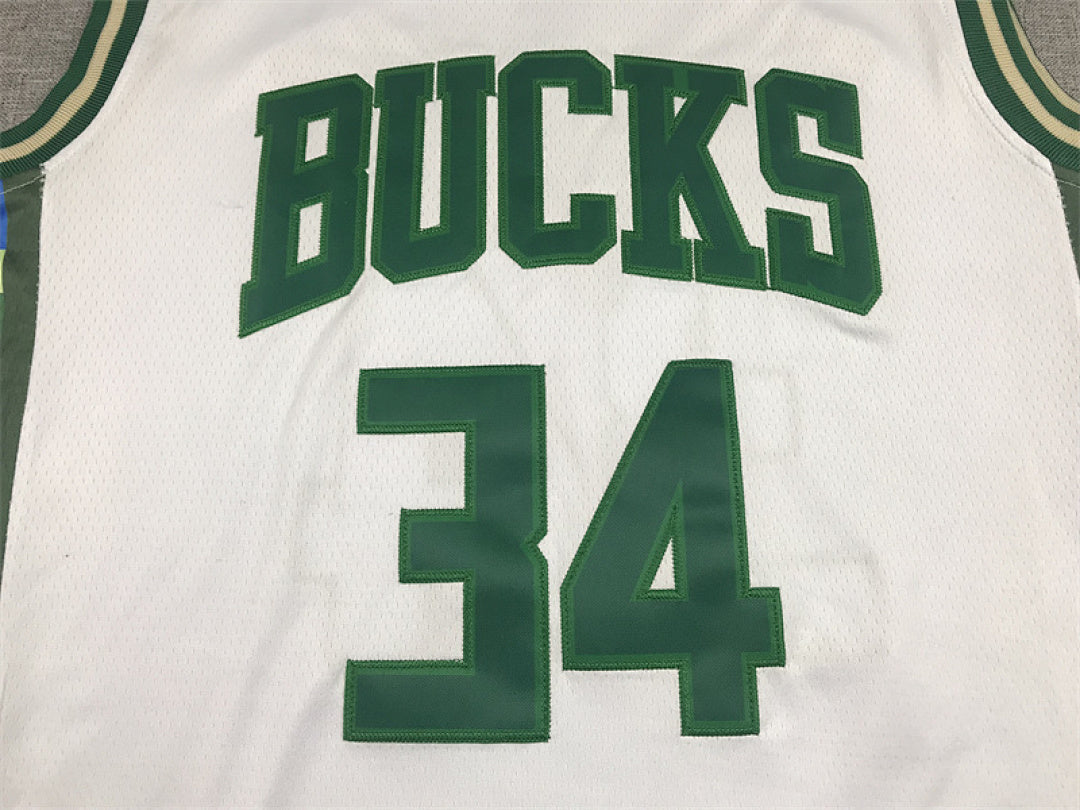 Giannis Antetokounmpo# 34 Milwaukee Bucks 2022 White City Edition Swingman Embroidered Jersey