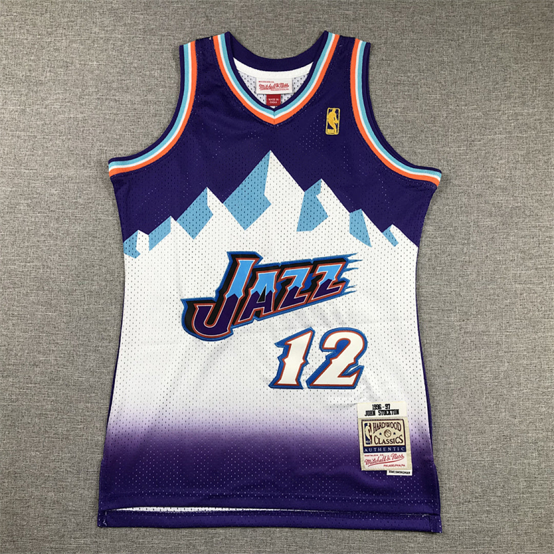 Youth John Stockton Utah Jazz #12 1996-97 Throwback Embroidered Jersey