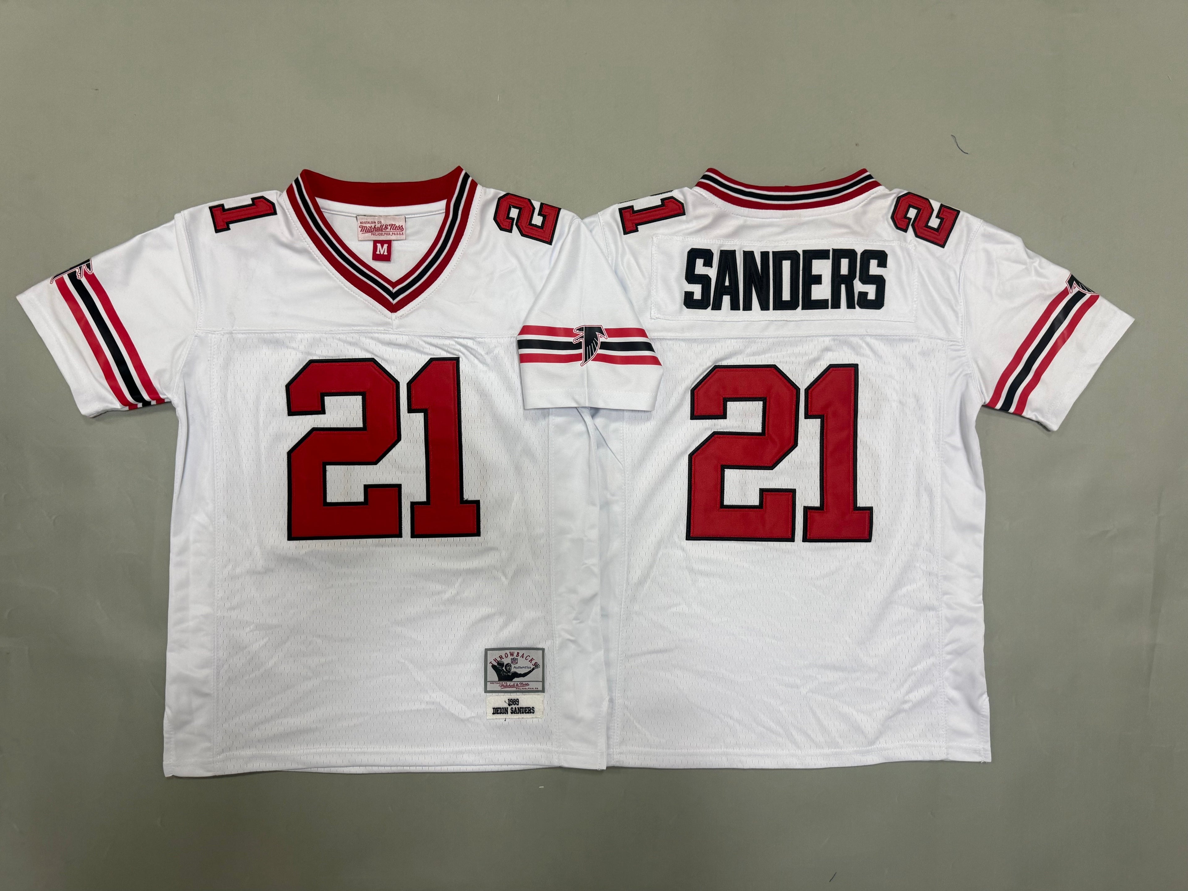 Youth Deion Sanders Atlanta Falcons #21 White Retro Jersey