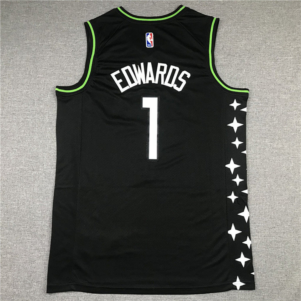 Anthony Edwards #1 Minnesota Timberwolves Black City Edition Swingman Embroidered Jersey