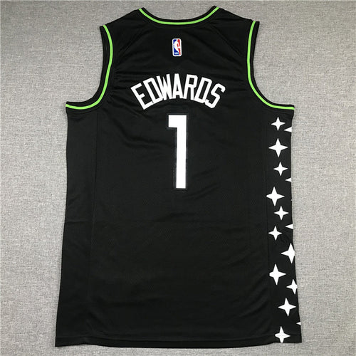 Anthony Edwards #1 Minnesota Timberwolves Black City Edition Swingman Embroidered Jersey