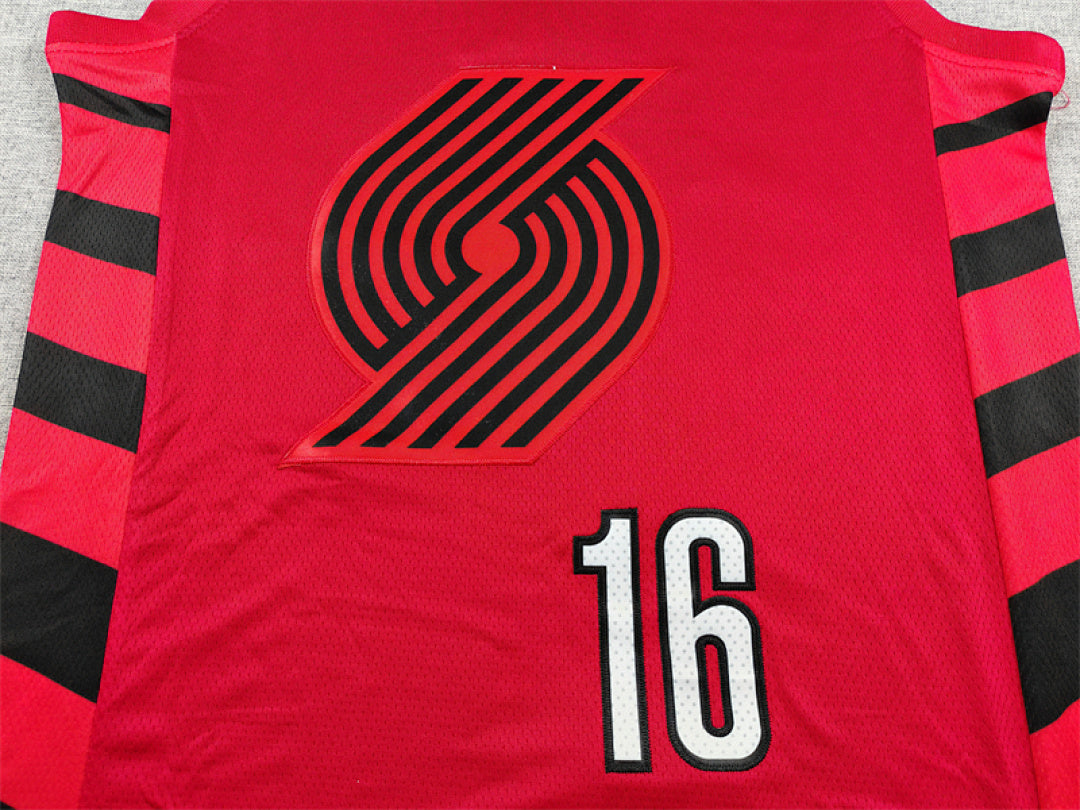 Yang Hansen#16 Portland Trail Blazers Red City Edition Swingman Embroidered Jersey