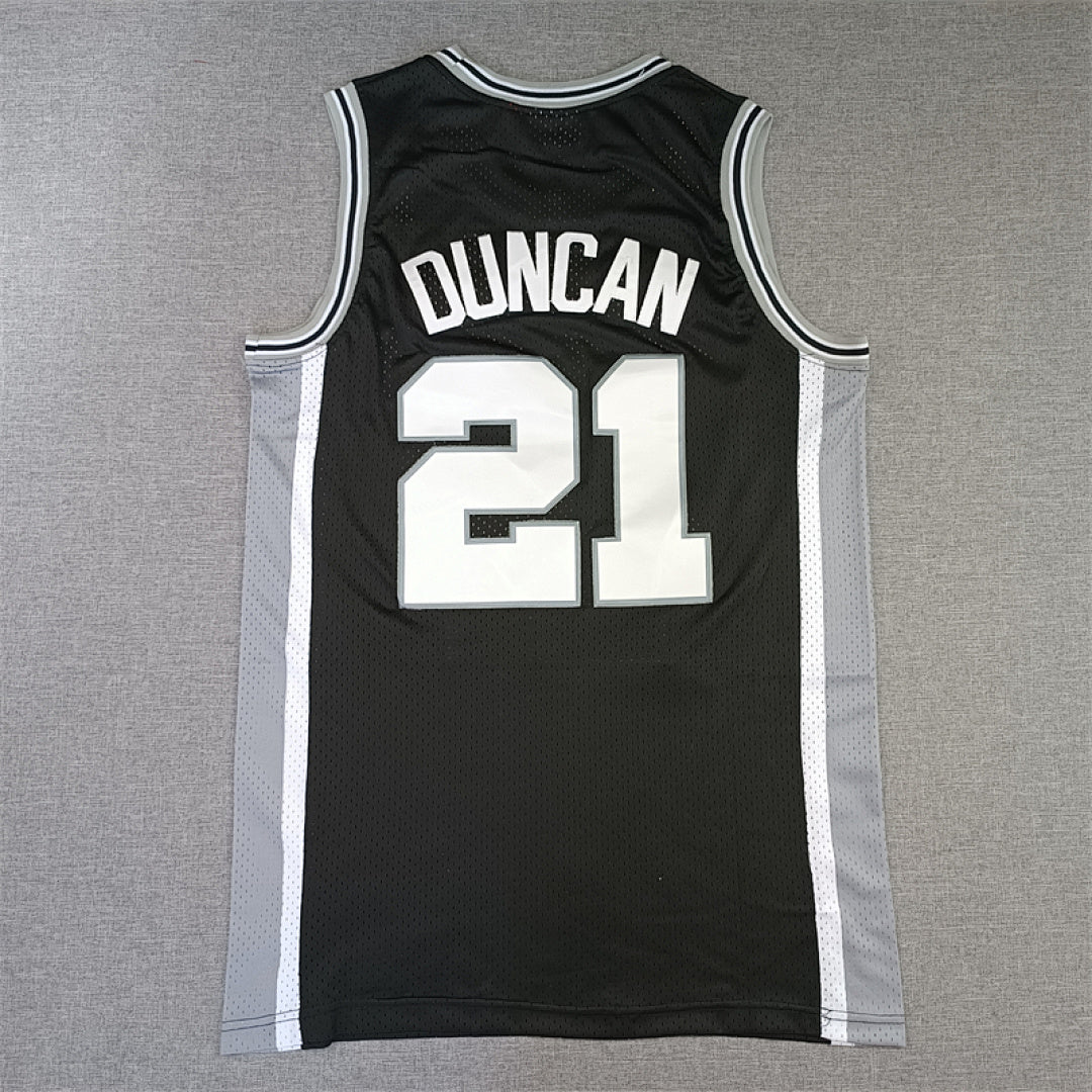Tim Duncan #21 San Antonio Spurs Black 1998-99 Throwback Embroidered Jersey