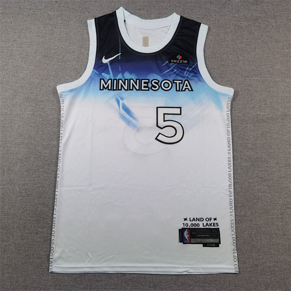 Anthony Edwards #5 Minnesota Timberwolves White City Edition Swingman Embroidered Jersey