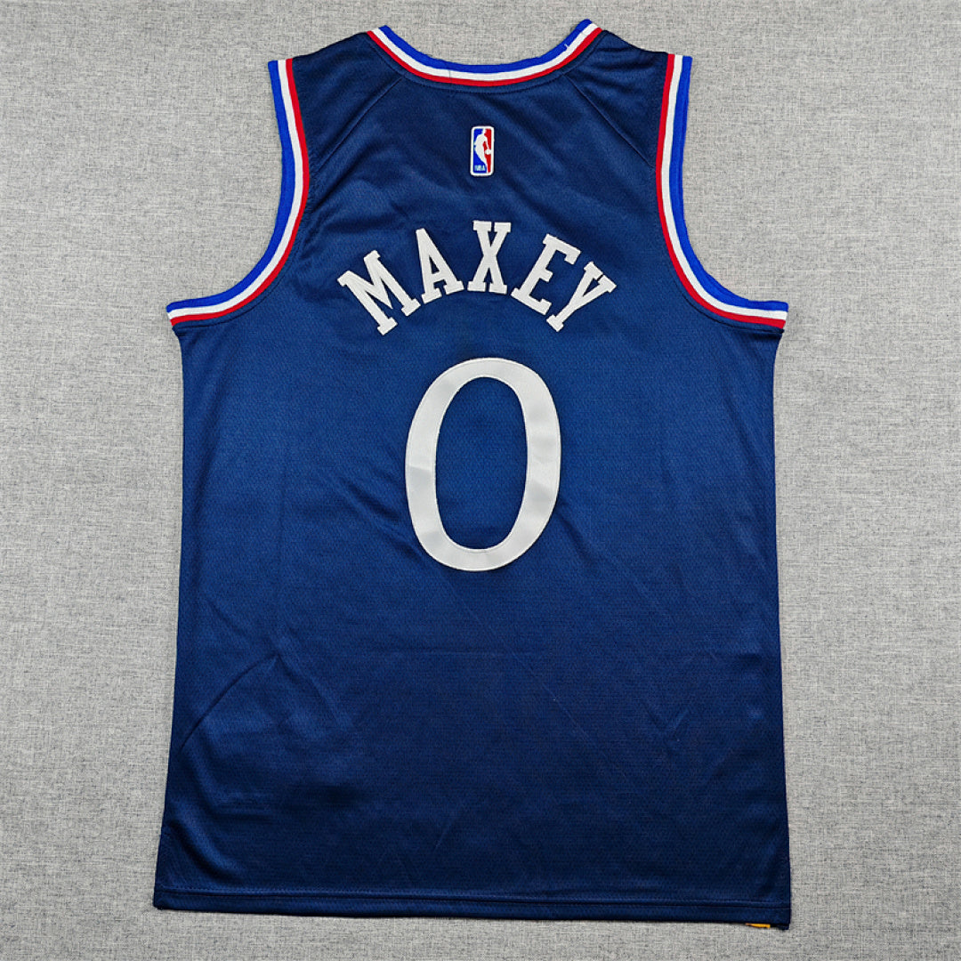 Tyrese Maxey #0 Philadelphia 76ers 2026 Navy Blue City Edition Swingman Embroidered Jersey