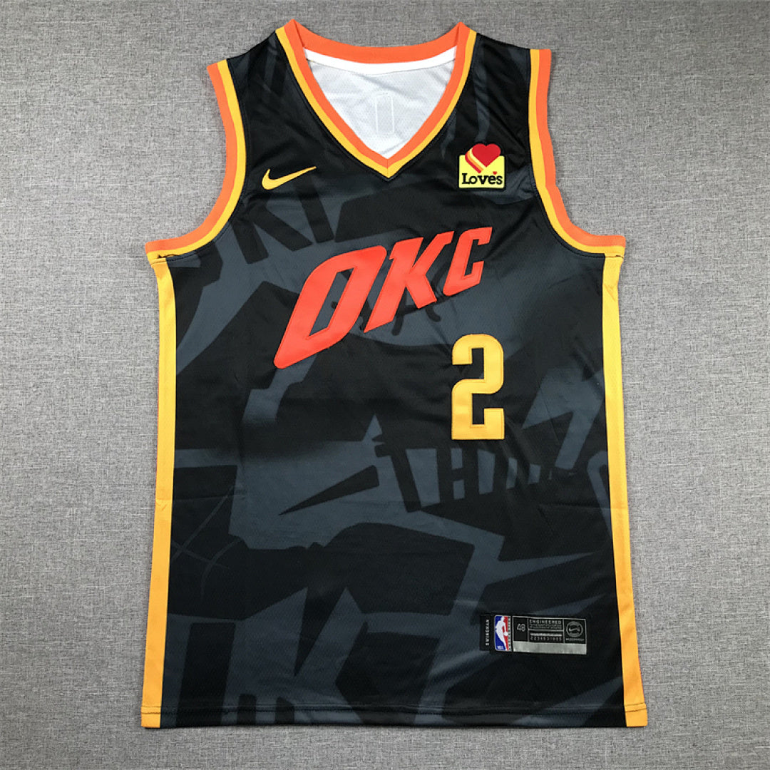 Shai Gilgeous-Alexander#2 Oklahoma City Thunder 2024 Black City Edition Swingman Embroidered Jersey