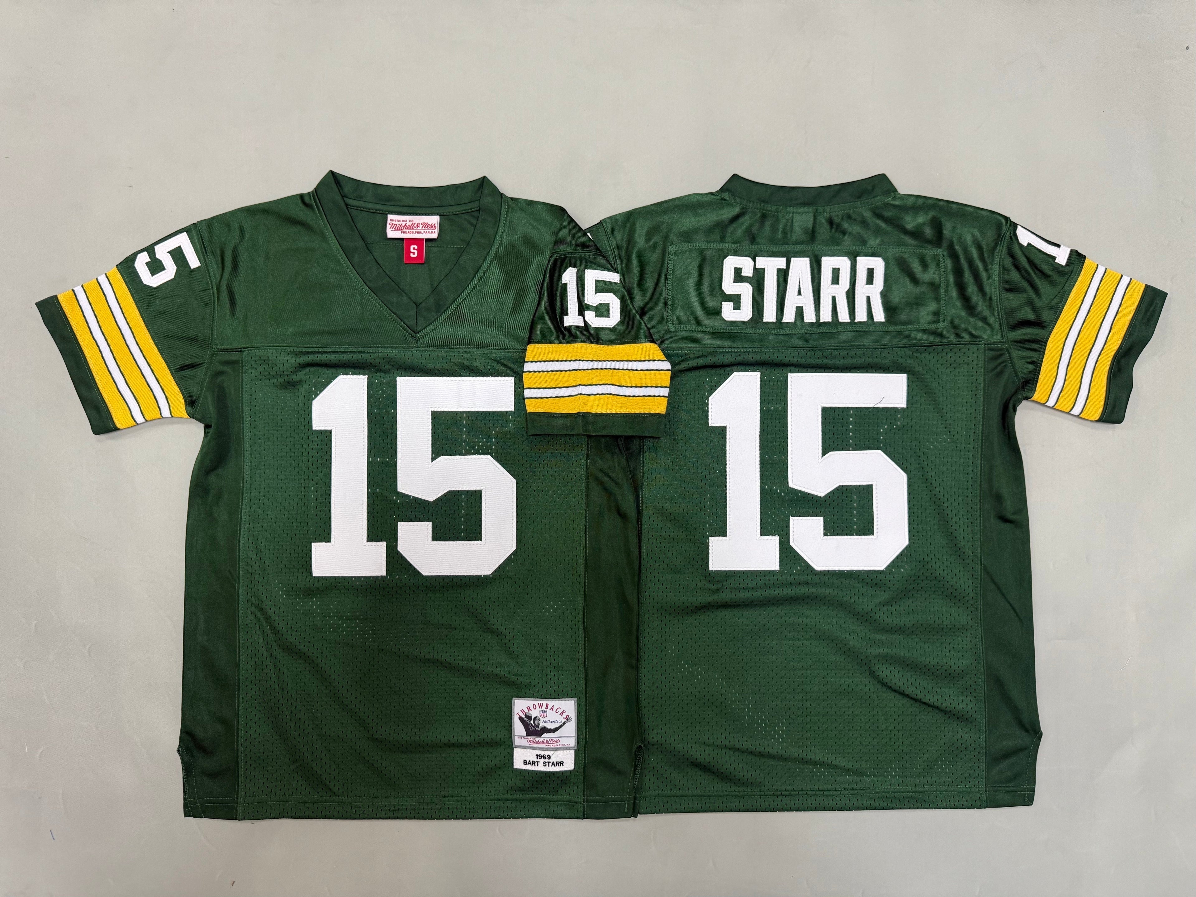 Youth Bart Starr #15 Green Bay Packers Vintage Throwback Jersey