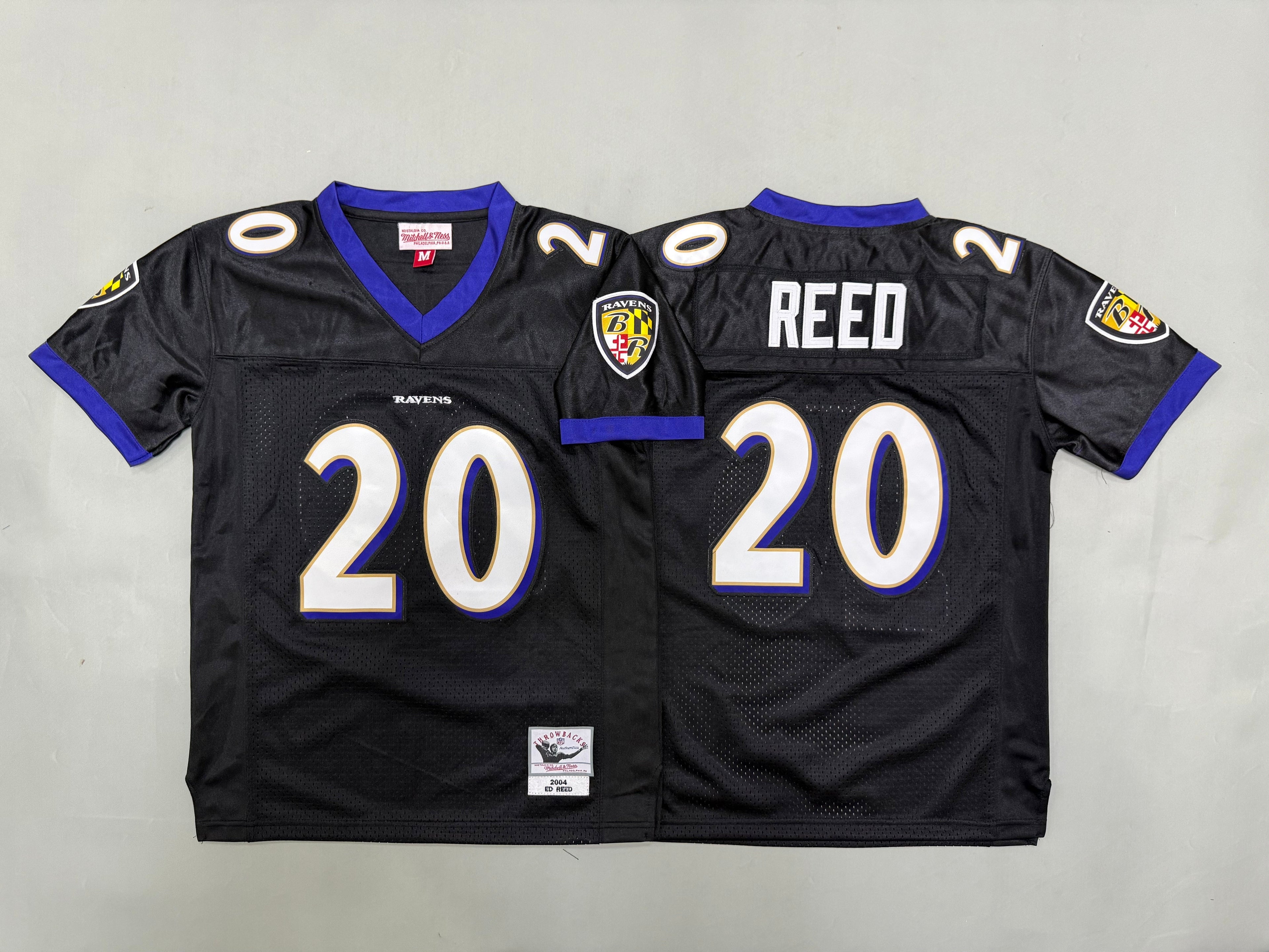 Youth Ed Reed Baltimore Ravens #20 Black Retro Embroidered Jersey