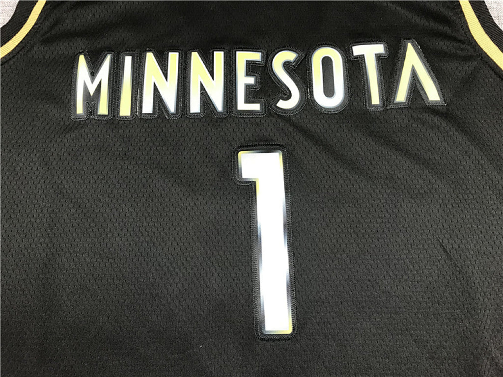 Anthony Edwards #1 Minnesota Timberwolves Black & Gold City Edition Swingman Embroidered Jersey