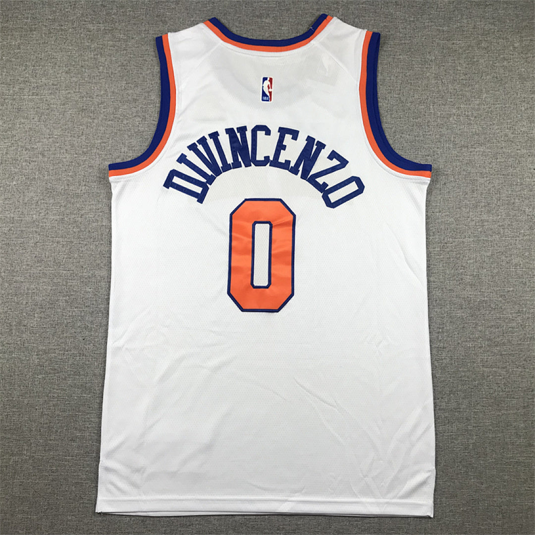 Donte DiVincenzo#0 New York Knicks White City Edition Swingman Embroidered Jersey
