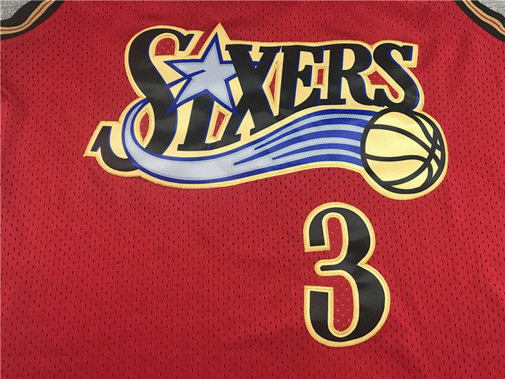 Allen Ezail Iverson #3 Philadelphia 76ers 1999-00 Red Throwback Embroidered Jersey
