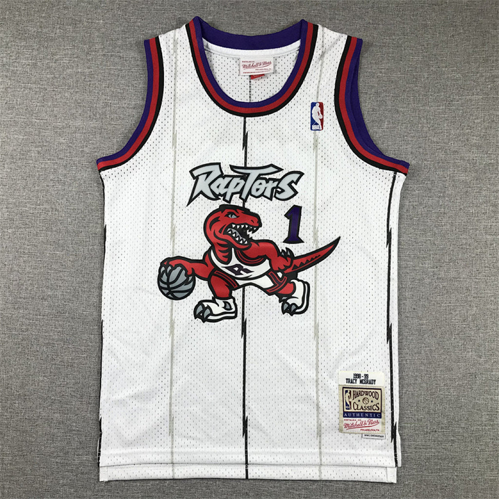 Youth Tracy McGrady Toronto Raptors #1 White 1998-99 Throwback Embroidered Jersey