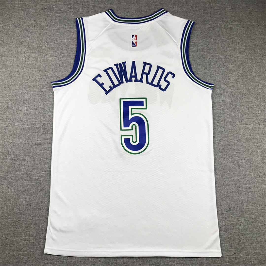 Anthony Edwards #5 Minnesota Timberwolves White City Edition Swingman Embroidered Jersey