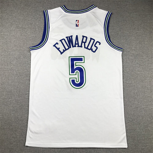 Anthony Edwards #5 Minnesota Timberwolves White City Edition Swingman Embroidered Jersey