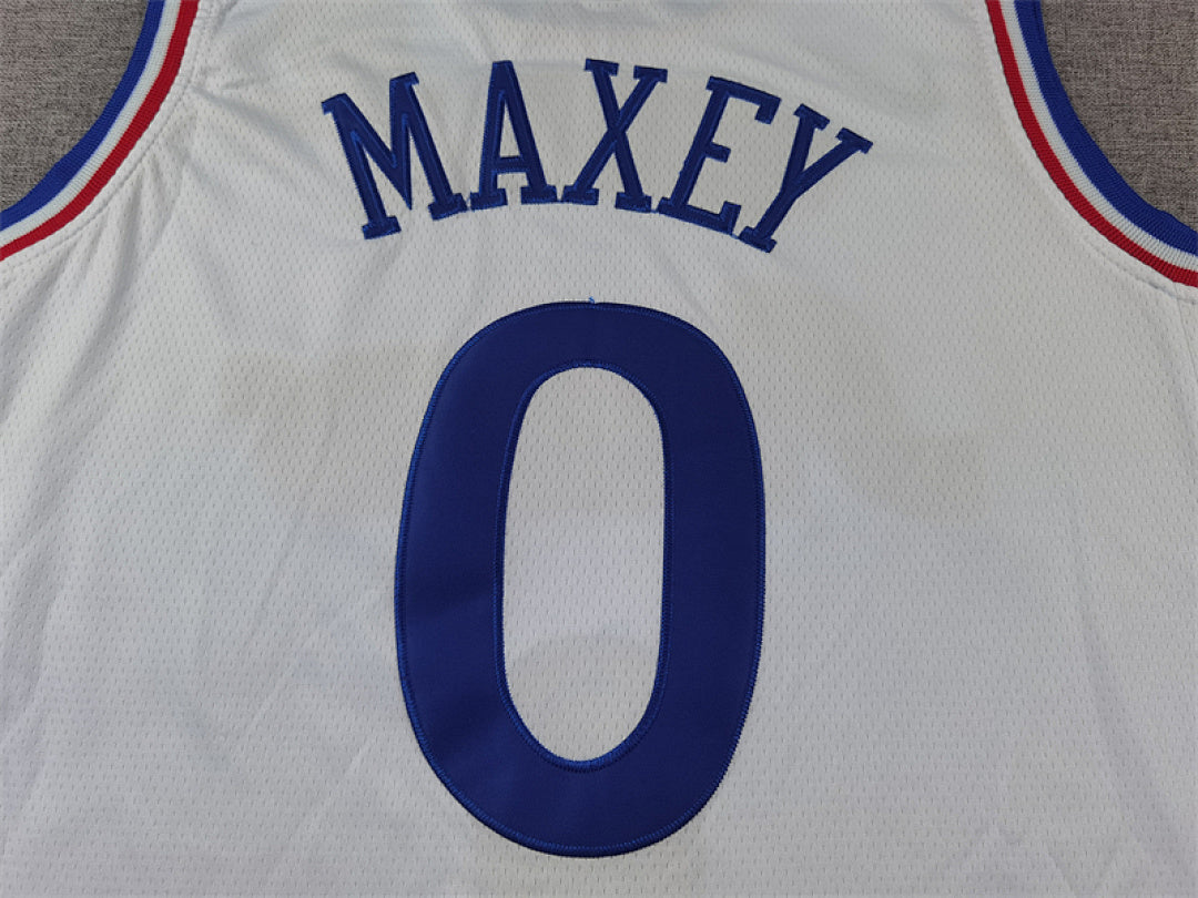 Tyrese Kendrid Maxey#0 Philadelphia 76ers White City Edition Swingman Embroidered Jersey