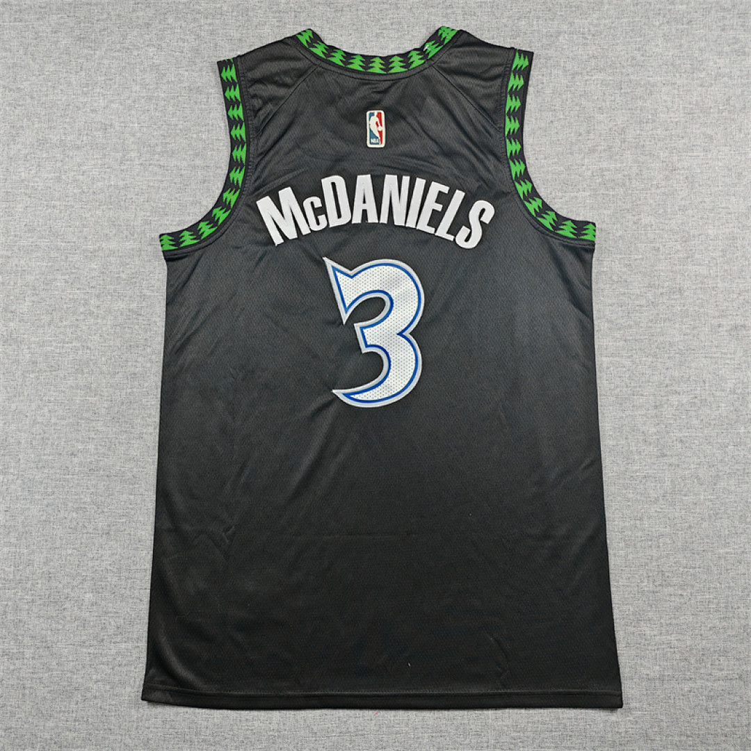 Jaden McDaniels #3 Minnesota Timberwolves 2026 Black City Edition Swingman Embroidered Jersey