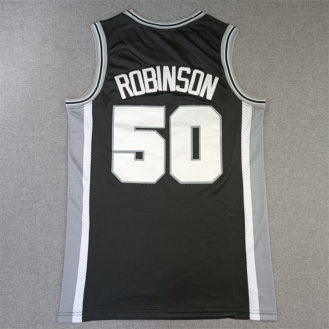David Robinson #50 San Antonio Spurs 1998-99 Black Throwback Embroidered Jersey