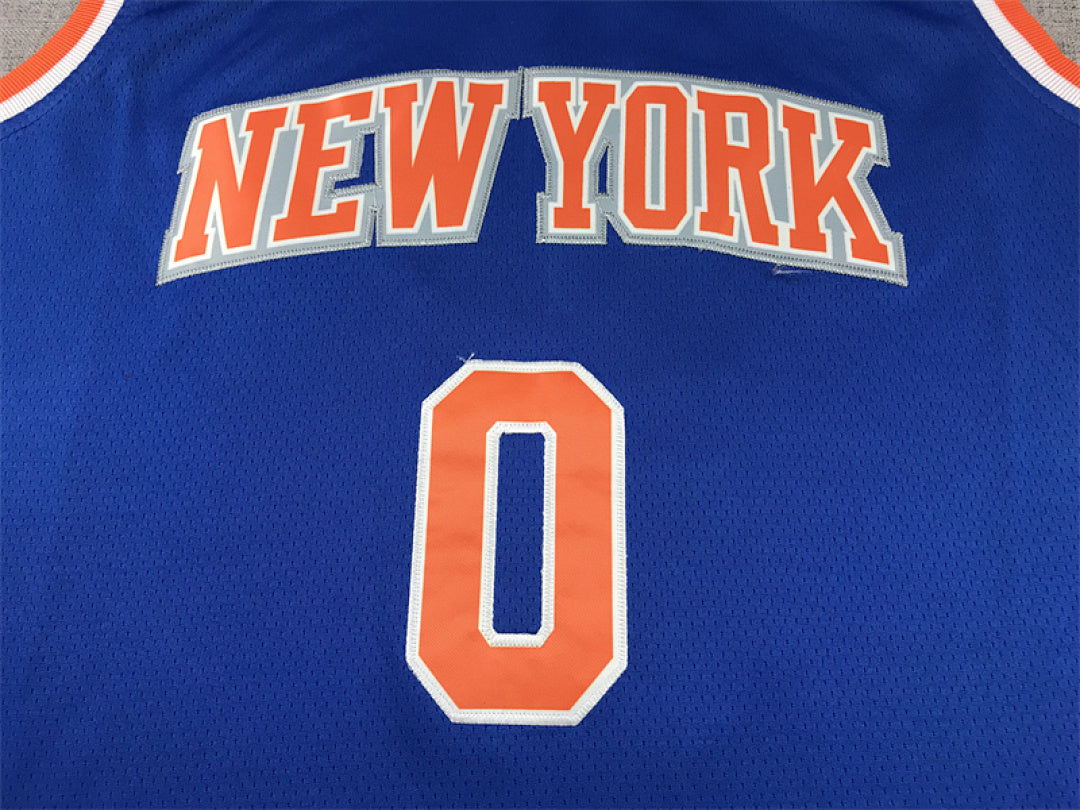 Donte DiVincenzo#0 New York Knicks Blue City Edition Swingman Embroidered Jersey